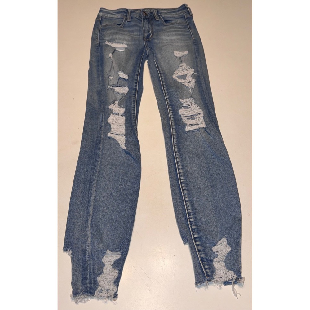 American Eagle Super Stretch X Hi-Rise Jegging Distressed Jeans Size 2